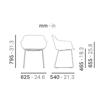 Pedrali Babila XL 2754R armchair with recycled polypropylene shell and ash legs