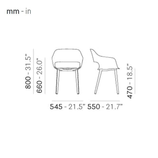 Pedrali Babila 2756 upholstered armchair with ash legs