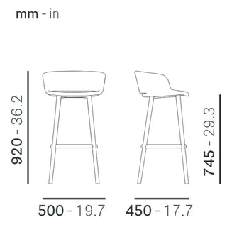 Pedrali Babila stool with ash legs and polypropylene shell
