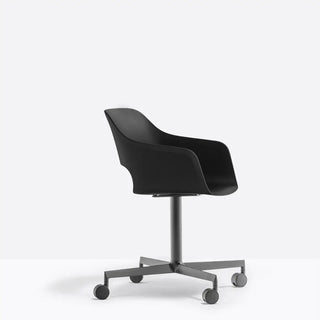 Pedrali Babila 2775 swivel armchair with painted steel base and castors