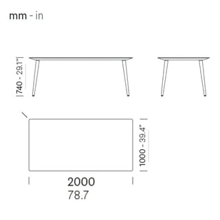 Pedrali Babila Table TBA with ash legs and solid laminate top