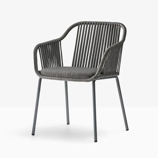 Pedrali Babila Twist 2795 steel armchair with cord shell and fabric covered cushion