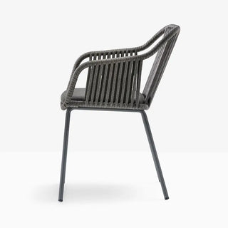 Pedrali Babila Twist 2795 steel armchair with cord shell and fabric covered cushion