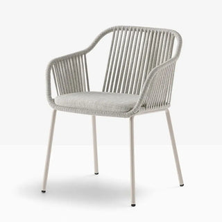 Pedrali Babila Twist 2795 steel armchair with cord shell and fabric covered cushion