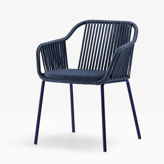 Pedrali Babila Twist 2795 steel armchair with cord shell and fabric covered cushion