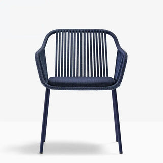 Pedrali Babila Twist 2795 steel armchair with cord shell and fabric covered cushion