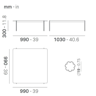 Pedrali Blume coffee table h. 30 cm - 11.81 in