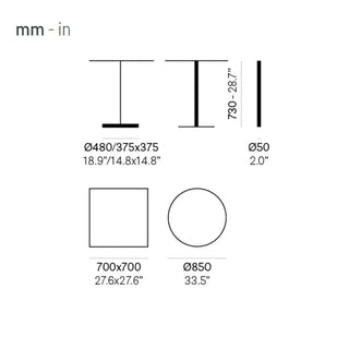 Pedrali Bold 4750 table h. 73 cm - 28.74 in OUTDOOR