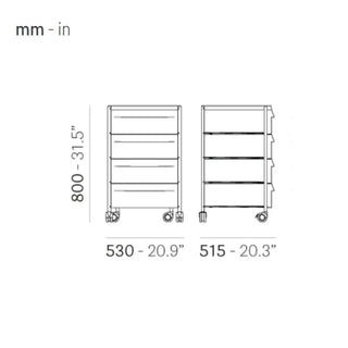 Pedrali Boxie BX chest of drawers with wheels