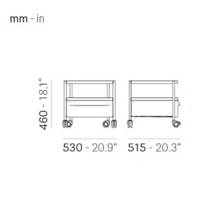 Pedrali Boxie BX chest of drawers with shelf and wheels
