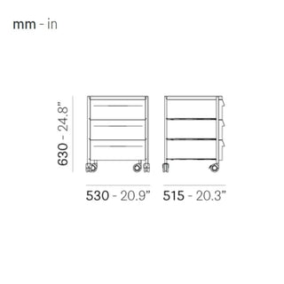 Pedrali Boxie BX chest of drawers with wheels