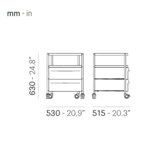 Pedrali Boxie BX chest of drawers with shelf and wheels