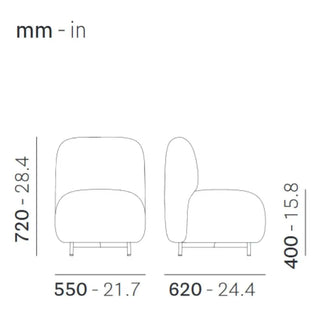 Pedrali Buddy upholstered armchair h. 40 cm. - 15.75 in. with aluminium structure - Buy now on ShopDecor - Discover the best products by PEDRALI design