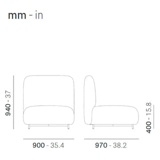 Pedrali Buddy upholstered armchair h. 40 cm. - 15.75 in. with aluminium structure - Buy now on ShopDecor - Discover the best products by PEDRALI design
