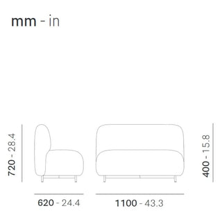 Pedrali Buddy upholstered armchair h. 40 cm. - 15.75 in. with aluminium structure