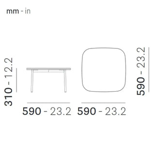 Pedrali Buddy BDT coffee table h. 31 cm - 12.21 in. with solid laminate top