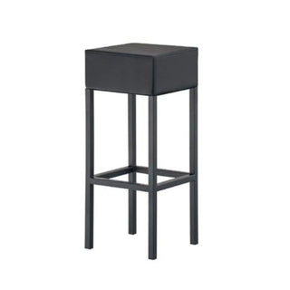 Pedrali Cube steel stool with upholstered seat Black Leather PNE 80 cm - Buy now on ShopDecor - Discover the best products by PEDRALI design