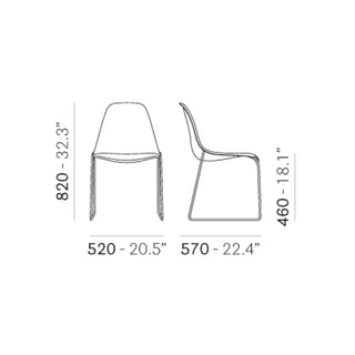 Pedrali Day Dream 401 chair with steel sled base and polycarbonate seat