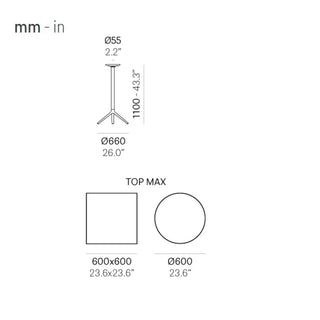 Pedrali Elliot 5474T folding high aluminium table base