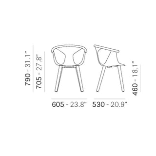 Pedrali Fox 3725 ash armchair with polypropylene shell