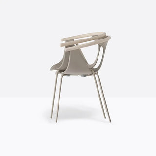 Pedrali Fox 3726 steel armchair with polypropylene shell and ash backrest