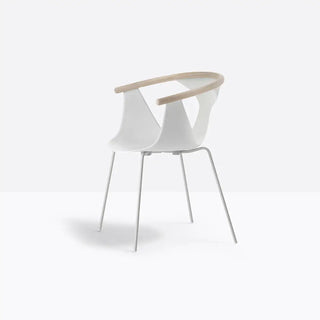 Pedrali Fox 3726 steel armchair with polypropylene shell and ash backrest