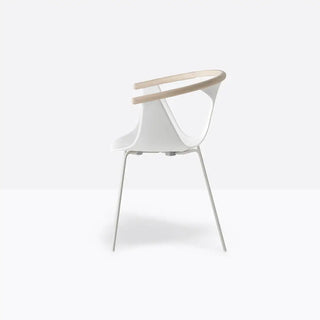 Pedrali Fox 3726 steel armchair with polypropylene shell and ash backrest