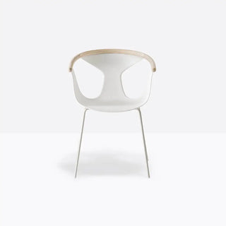Pedrali Fox 3726 steel armchair with polypropylene shell and ash backrest