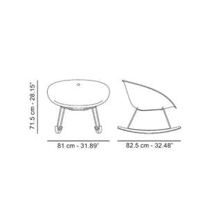 Pedrali Gliss 350 Swing rocking chair with technopolymer shell and steel/ash sled frame