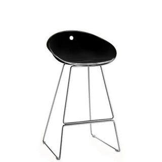 Pedrali Gliss steel stool with sled base and polycarbonate shell Chromed CR Black NE 65 cm - Buy now on ShopDecor - Discover the best products by PEDRALI design