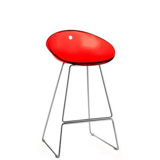 Pedrali Gliss steel stool with sled base and polycarbonate shell