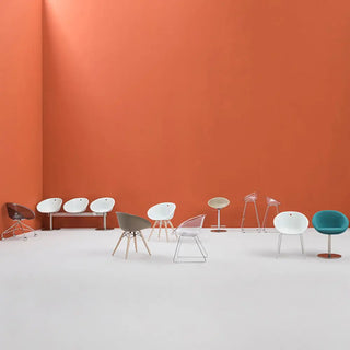 Pedrali Gliss steel stool with sled base and polycarbonate shell