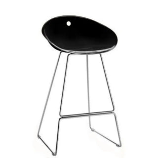 Pedrali Gliss steel stool with sled base and polycarbonate shell Chromed CR Black NE 75 cm - Buy now on ShopDecor - Discover the best products by PEDRALI design