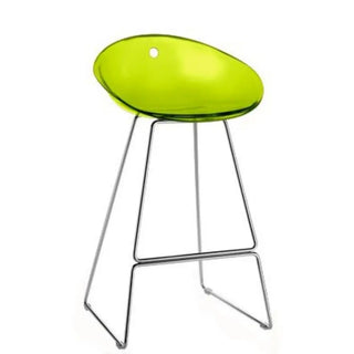 Pedrali Gliss steel stool with sled base and polycarbonate shell Chromed CR Transparent green VT 75 cm - Buy now on ShopDecor - Discover the best products by PEDRALI design
