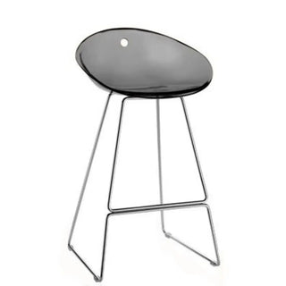 Pedrali Gliss steel stool with sled base and polycarbonate shell Chromed CR Transparent smoke grey FU 75 cm - Buy now on ShopDecor - Discover the best products by PEDRALI design