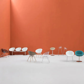 Pedrali Gliss steel stool with sled base and polycarbonate shell