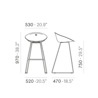 Pedrali Gliss steel stool with sled base and polycarbonate shell - Buy now on ShopDecor - Discover the best products by PEDRALI design