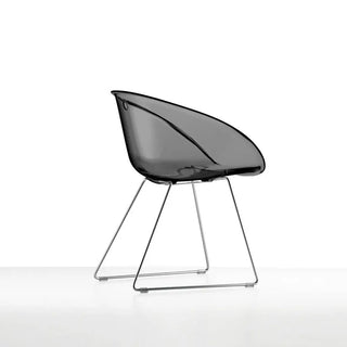 Pedrali Gliss armchair with steel sled base Chromed CR Transparent smoke grey FU - Buy now on ShopDecor - Discover the best products by PEDRALI design