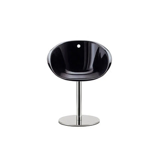 Pedrali Gliss swivel chair with round steel base Polished stainless LU Black NE - Buy now on ShopDecor - Discover the best products by PEDRALI design