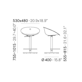 Pedrali Gliss 970 polycarbonate swivel stool with adjustable seat and steel frame - Buy now on ShopDecor - Discover the best products by PEDRALI design