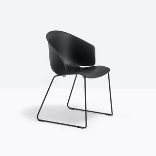 Pedrali Grace 411 armchair with polypropylene shell and steel sled frame