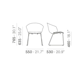 Pedrali Grace 411 armchair with polypropylene shell and steel sled frame