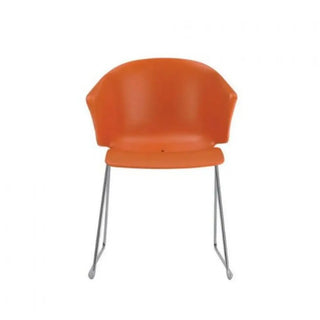 Pedrali Grace 411 armchair with polypropylene shell and steel sled frame Chromed CR Orange AR - Buy now on ShopDecor - Discover the best products by PEDRALI design