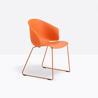 Pedrali Grace 411 armchair with polypropylene shell and steel sled frame