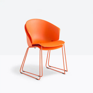 Pedrali Grace 411 armchair with polypropylene shell and steel sled frame