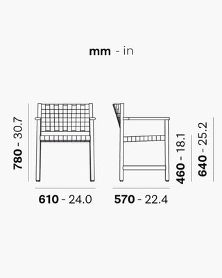 Pedrali Griante 3795 ash armchair with seat and backrest in polypropylene ribbon
