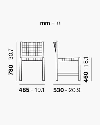 Pedrali Griante 3800 teak wood chair with seat and backrest in polypropylene ribbon OUTDOOR