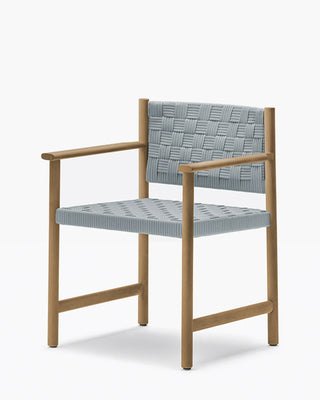 Pedrali Griante 3805 teak wood armchair with seat and backrest in polypropylene ribbon OUTDOOR