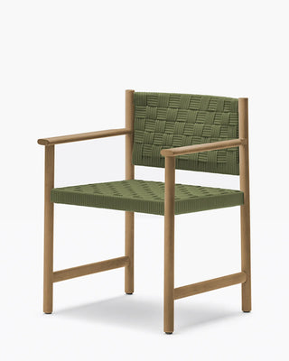 Pedrali Griante 3805 teak wood armchair with seat and backrest in polypropylene ribbon OUTDOOR