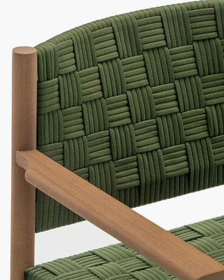 Pedrali Griante 3805 teak wood armchair with seat and backrest in polypropylene ribbon OUTDOOR